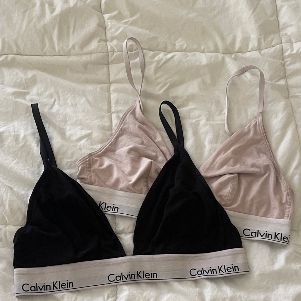Calvin Klein Black and Pink Bralette Duo